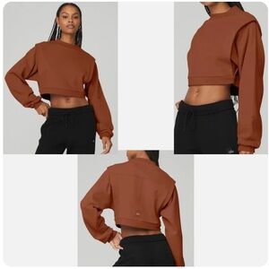 ALO YOGA Cropped Fresh Coverup Sweatshirt in Rust XS